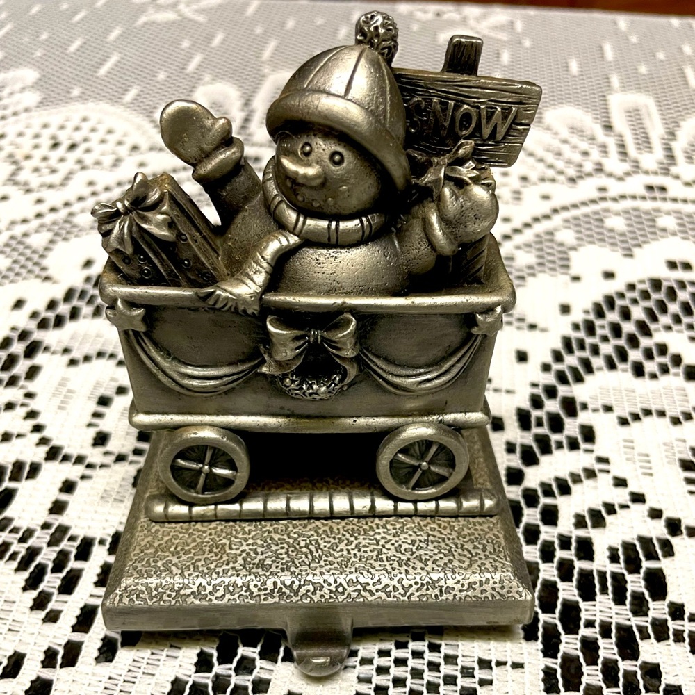 Metal Snowman Mantel Stocking Holder